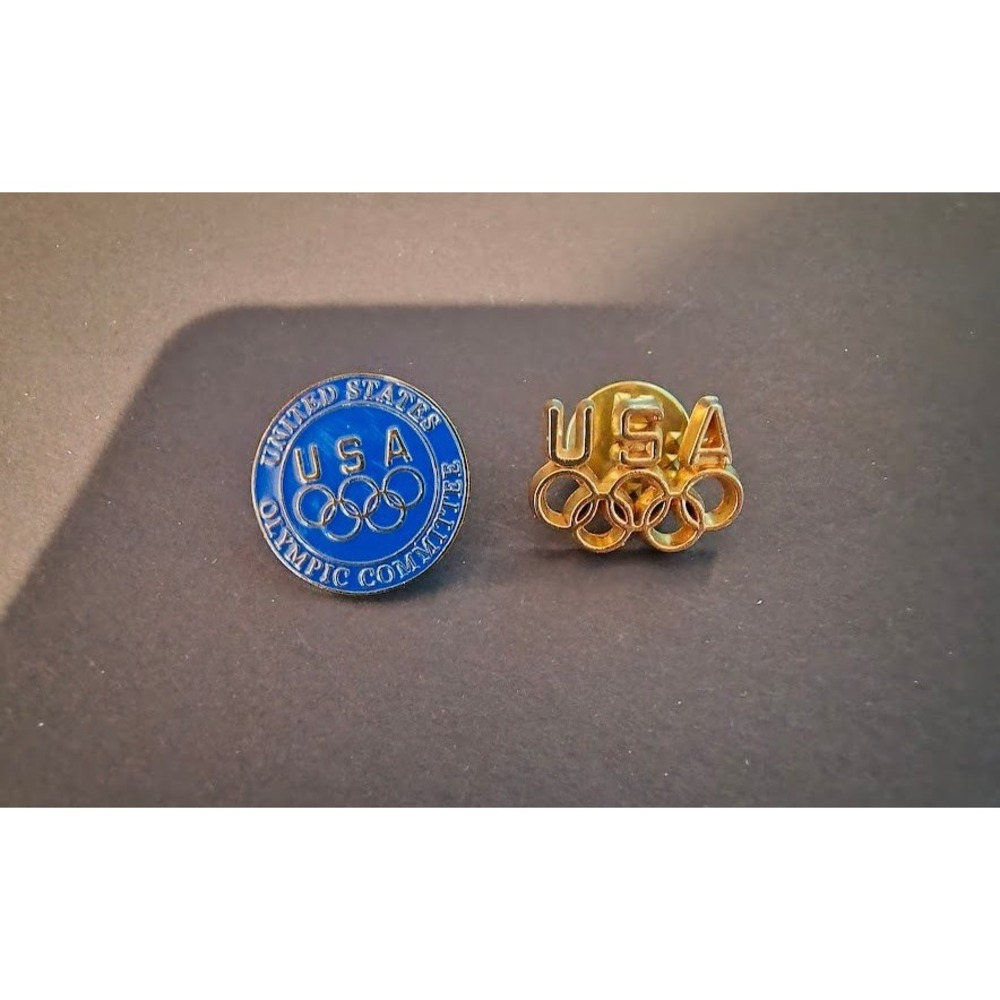 United States Olympic Committee USA Lapel Pin‎ Gold Tone Enamel Olympic Rings
